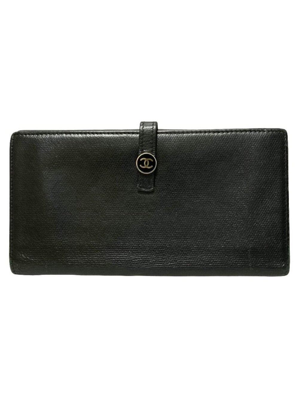 Chanel Coco Buttons Leather Wallet Black